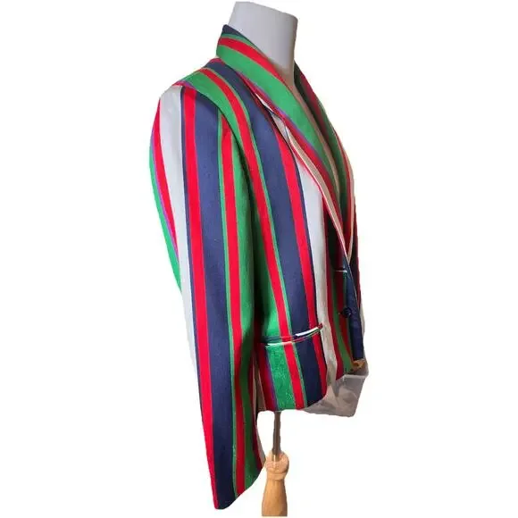 Vintage‎ 1970s Jupe Blazer Women’s Silk Blend Multicolor Stripe ILGWU Union Made - Picture 12 of 16